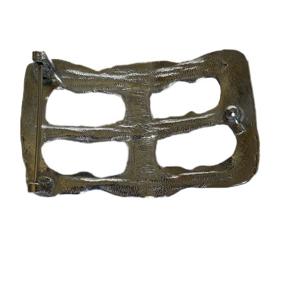 Belt Buckle Silver Tone Metal Cut-out Design Biker Gothic Rockstar Heavy Metal - Picture 3 of 6